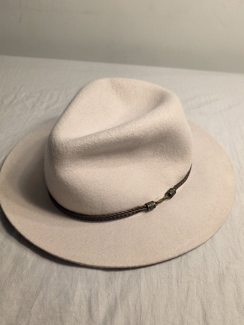 Faux Wool Fedora Cream with Braidex Band
